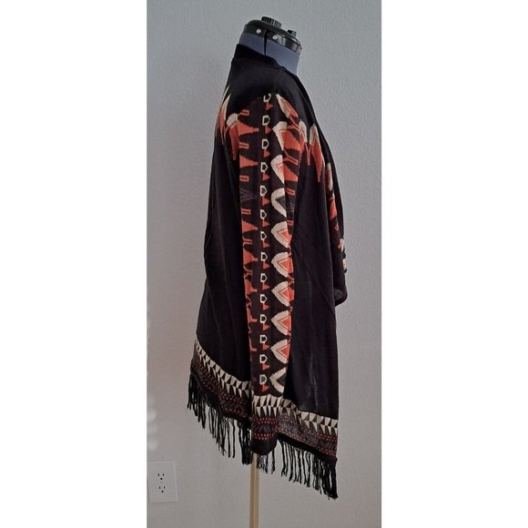 Womens Southwest Aztec Motif Knit Cardigan Sweater Sz L Browns. Say What? - Picture 4 of 10